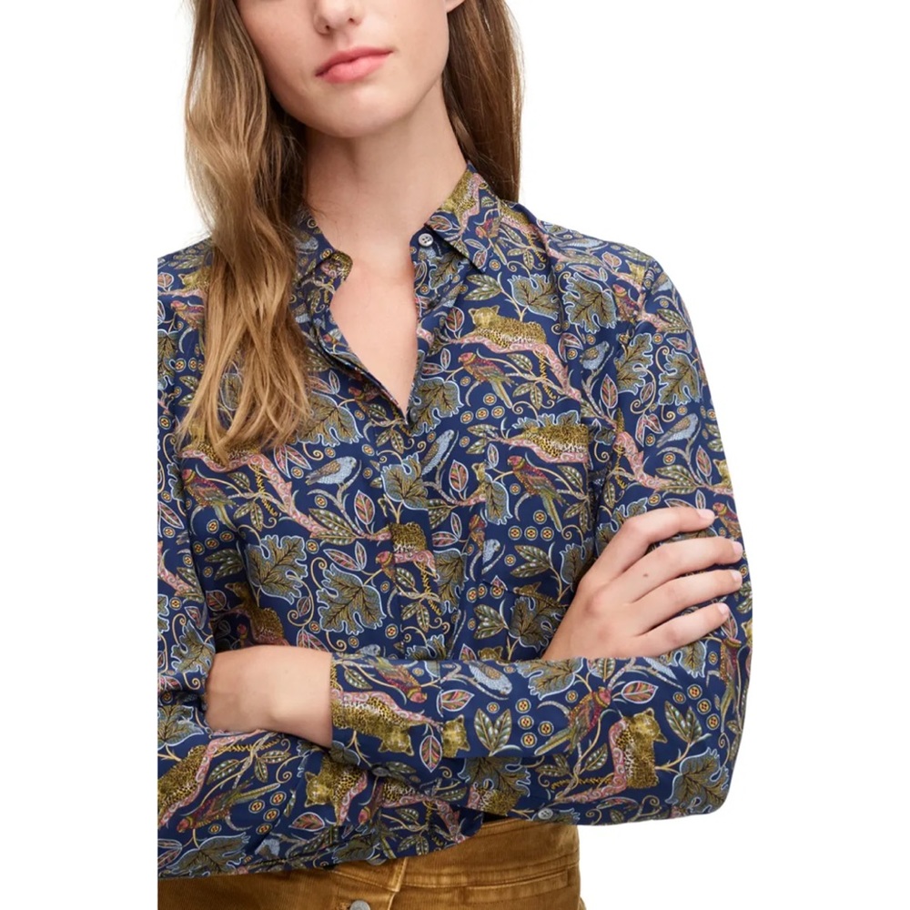 J. Crew Cheetah Button-Up Silk Shirt, 6, New!